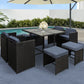 Outdoor Dining Set 9 Piece Wicker Table Chairs Setting Black