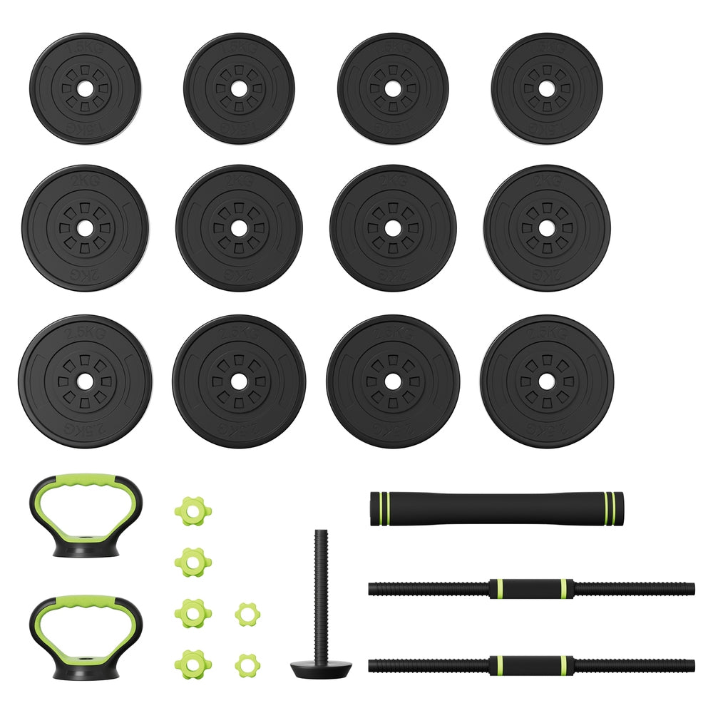 25kg Adjustable Dumbbells Set Kettle Bell Weight Plates Barbells Gym