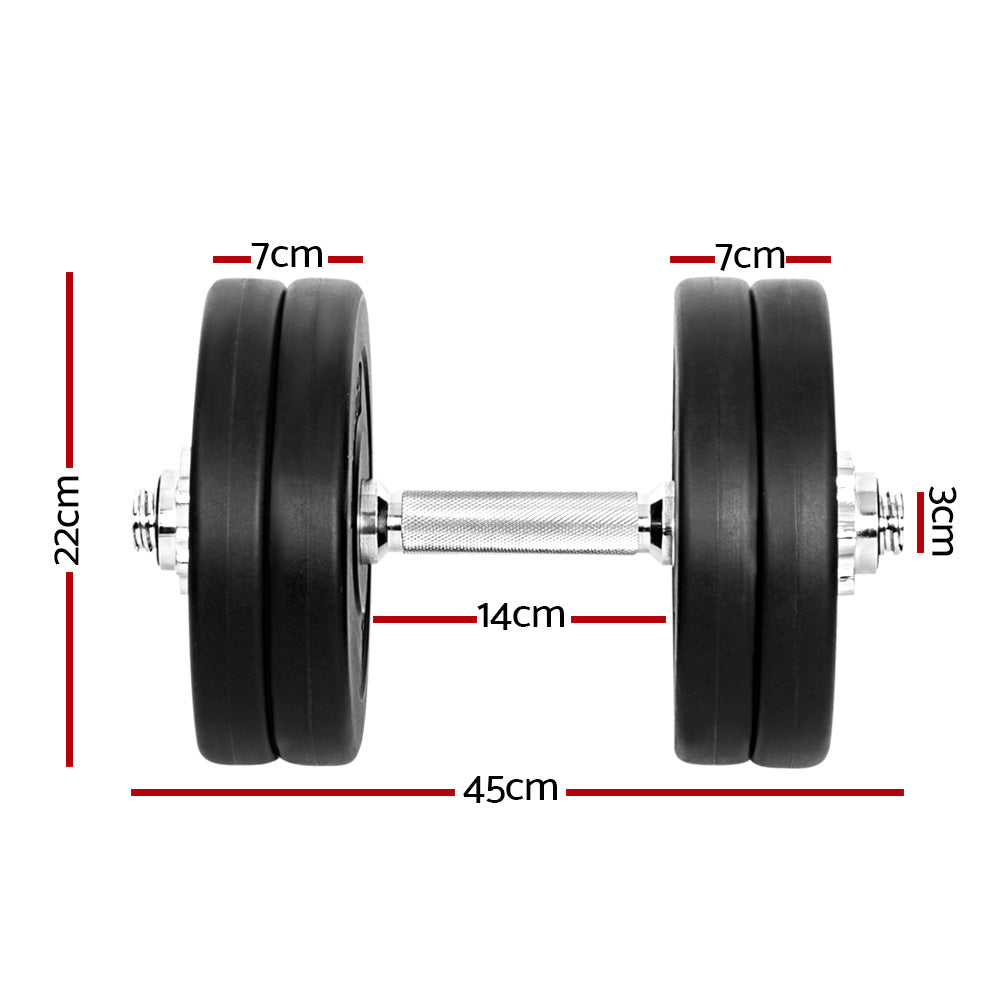 25kg Dumbbell Set Weight Plates Dumbbells Lifting Bench