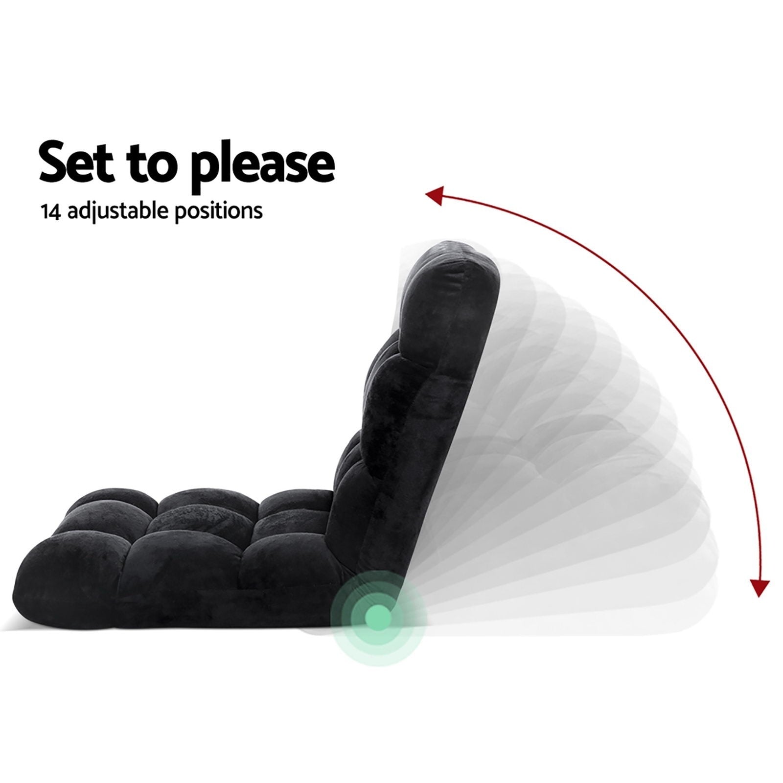 Black inflatable chair with adjustable positions on a white background
