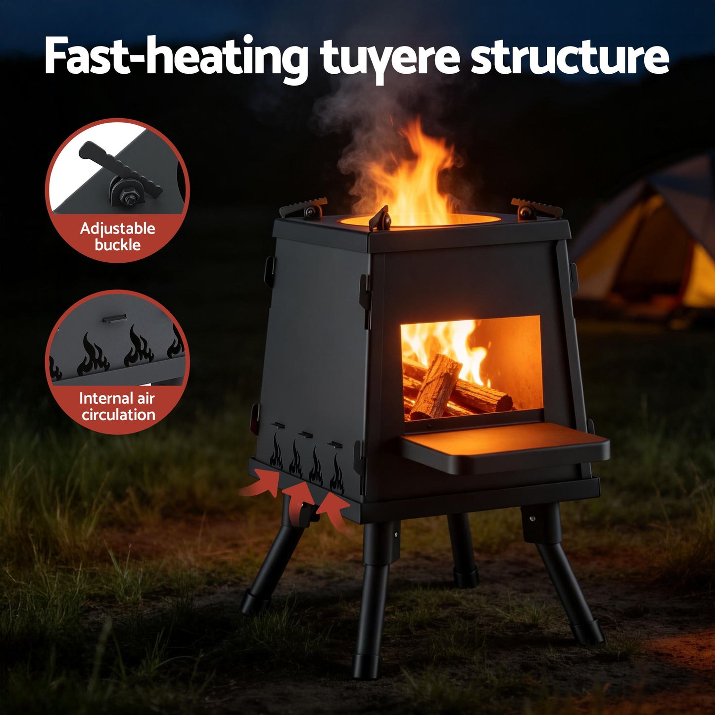 Fire Pit BBQ Portable Outdoor Fireplace Metal Camping Stove for Boiling Water, BBQ, Picnics