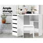 Dressing Table Stool Set Corner 5 Drawers White