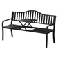 Outdoor Garden Bench Seat with Steel Foldable Table Patio Furniture Black