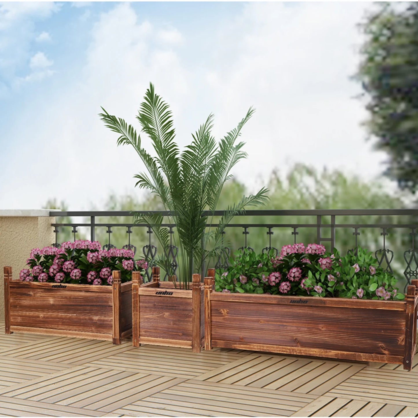 Raised Garden Bed Flower or Vegetable Planter Window Mounted Plant Box for Garden, Yard Wood Box for Planting