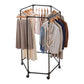 Clothing rack with various garments on a white background