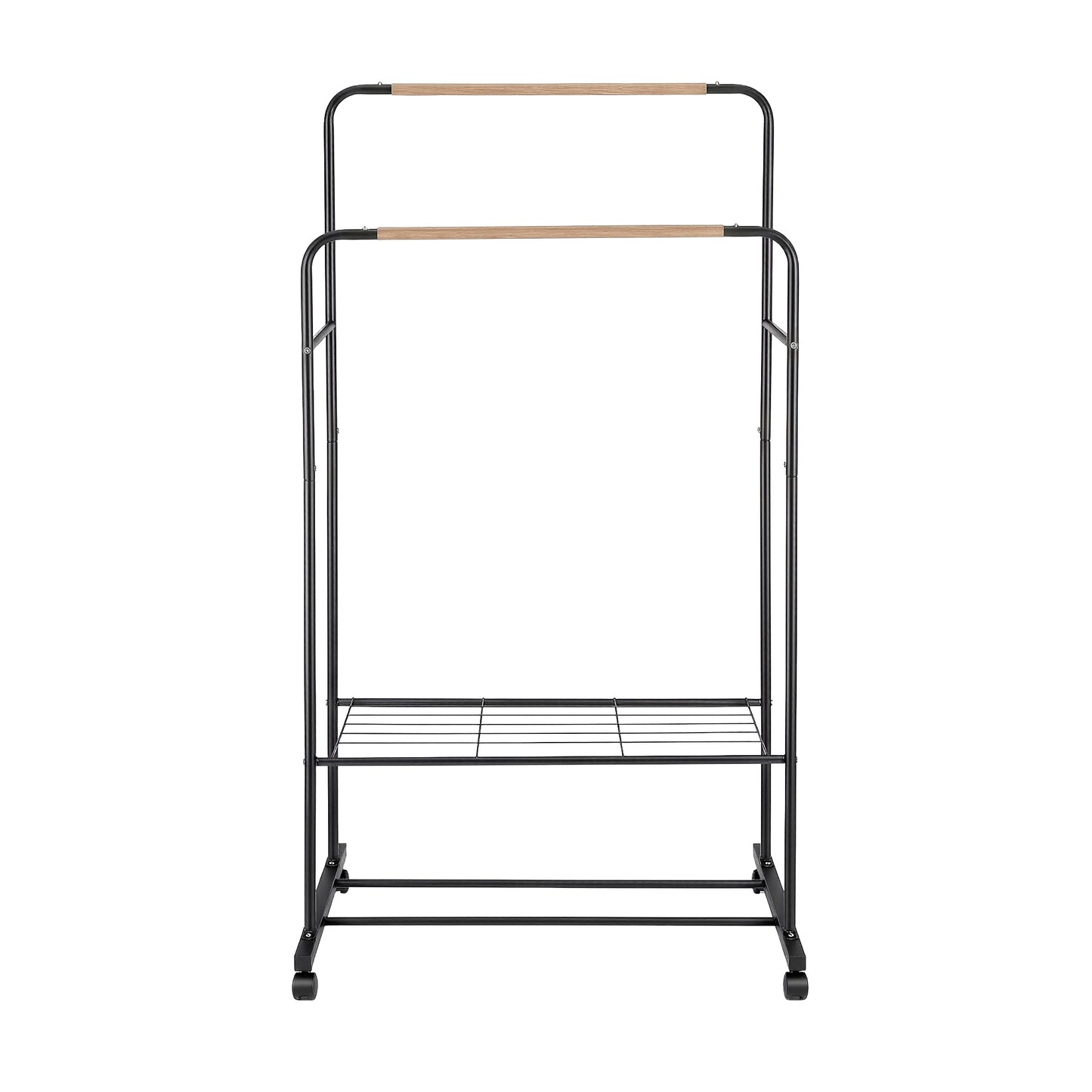 Clothes Rack Double Rod Airer Rail Coat Stand Hanger Storage Shelf