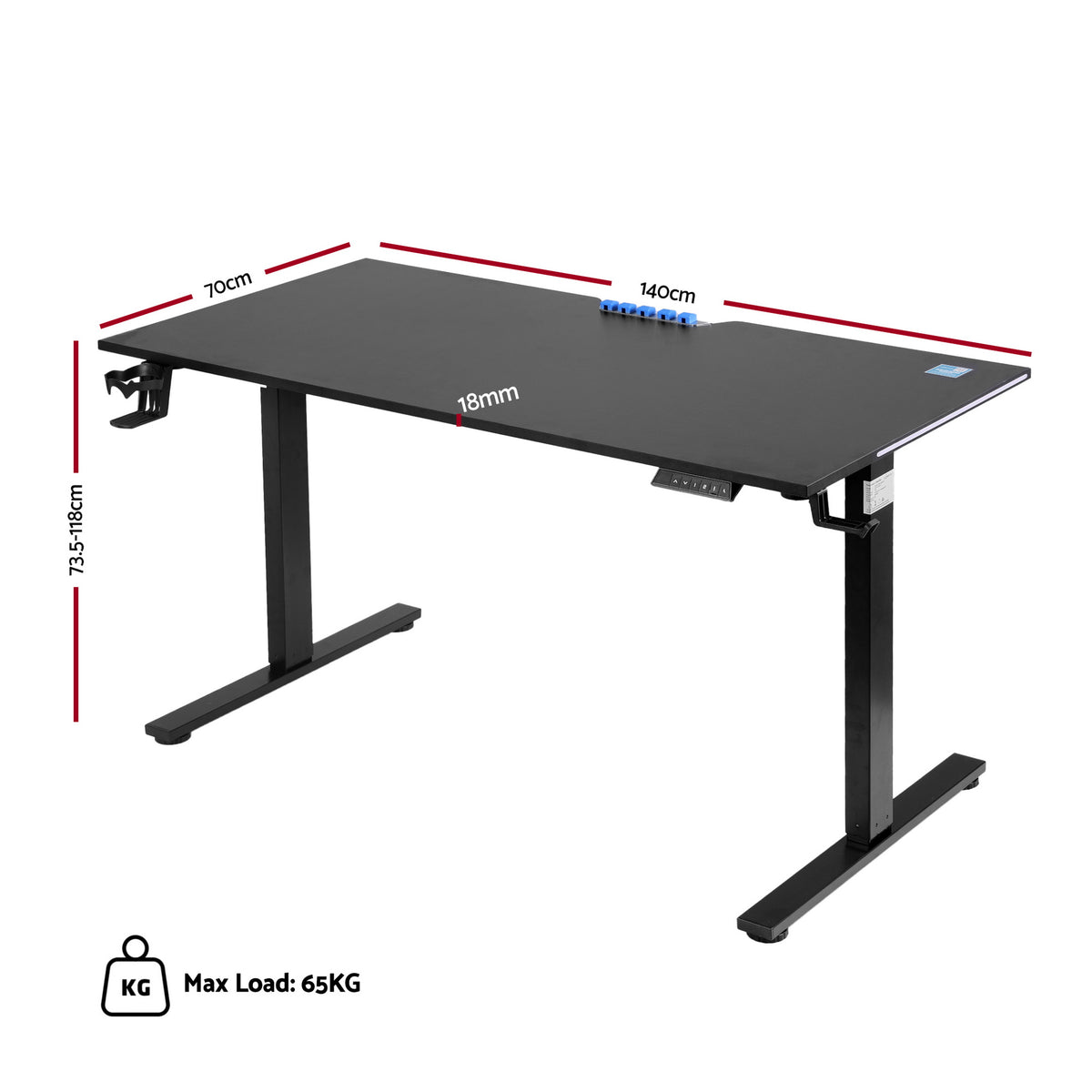 140cm Electric Standing Desk – Height Adjustable Gaming Desk