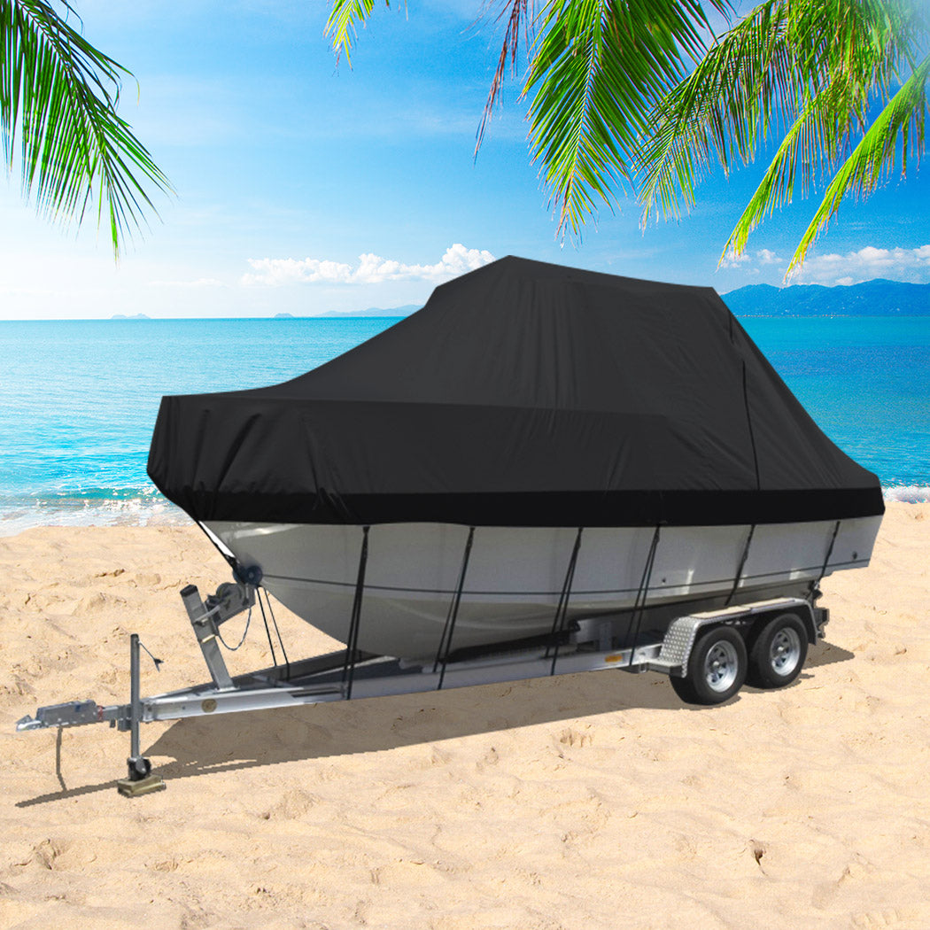 Boat Cover 19 FT Trailerable Weatherproof Black 19FT-1831592570107596807