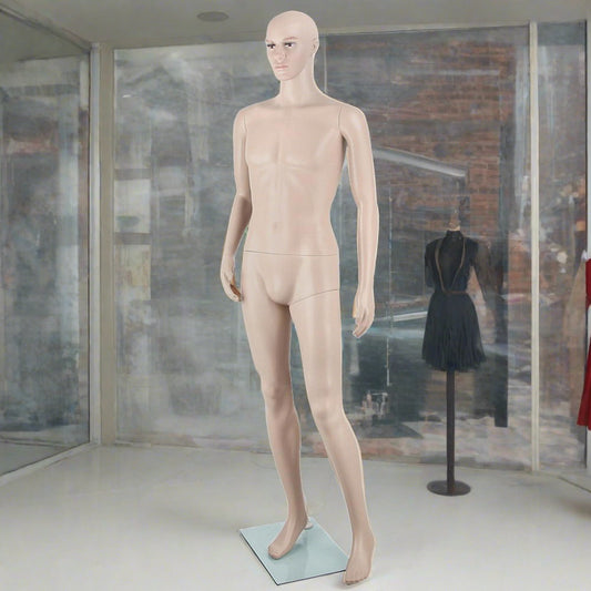 186cm Tall Full Body Male Mannequin - Skin Coloured