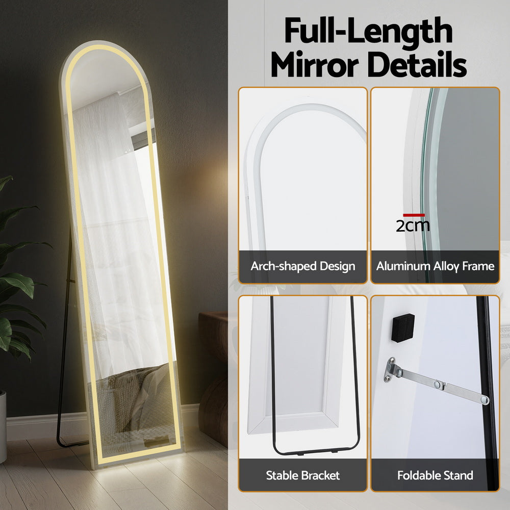 160cm Full Length LED Floor Mirror – Arch Dressing Mirror
