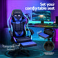 6 Point Massage Gaming Office Chair 7 LED Footrest Blue