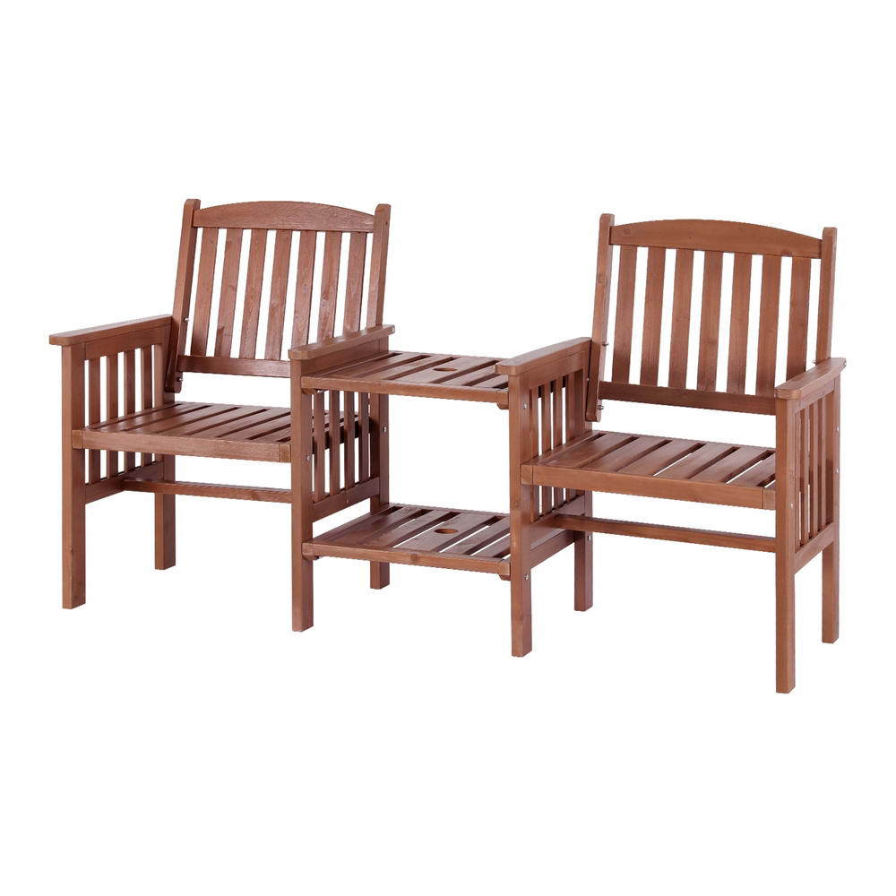 2-Seater Wooden Garden Bench Loveseat – Brown
