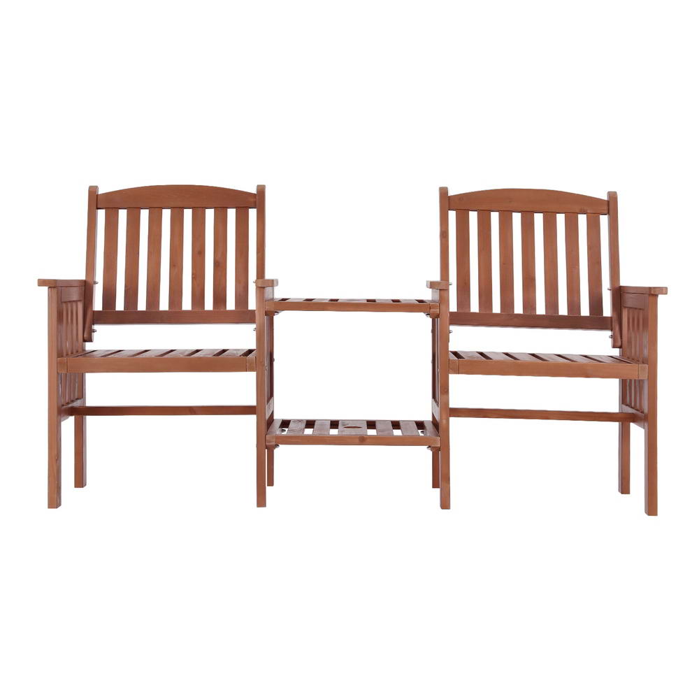 2-Seater Wooden Garden Bench Loveseat – Brown