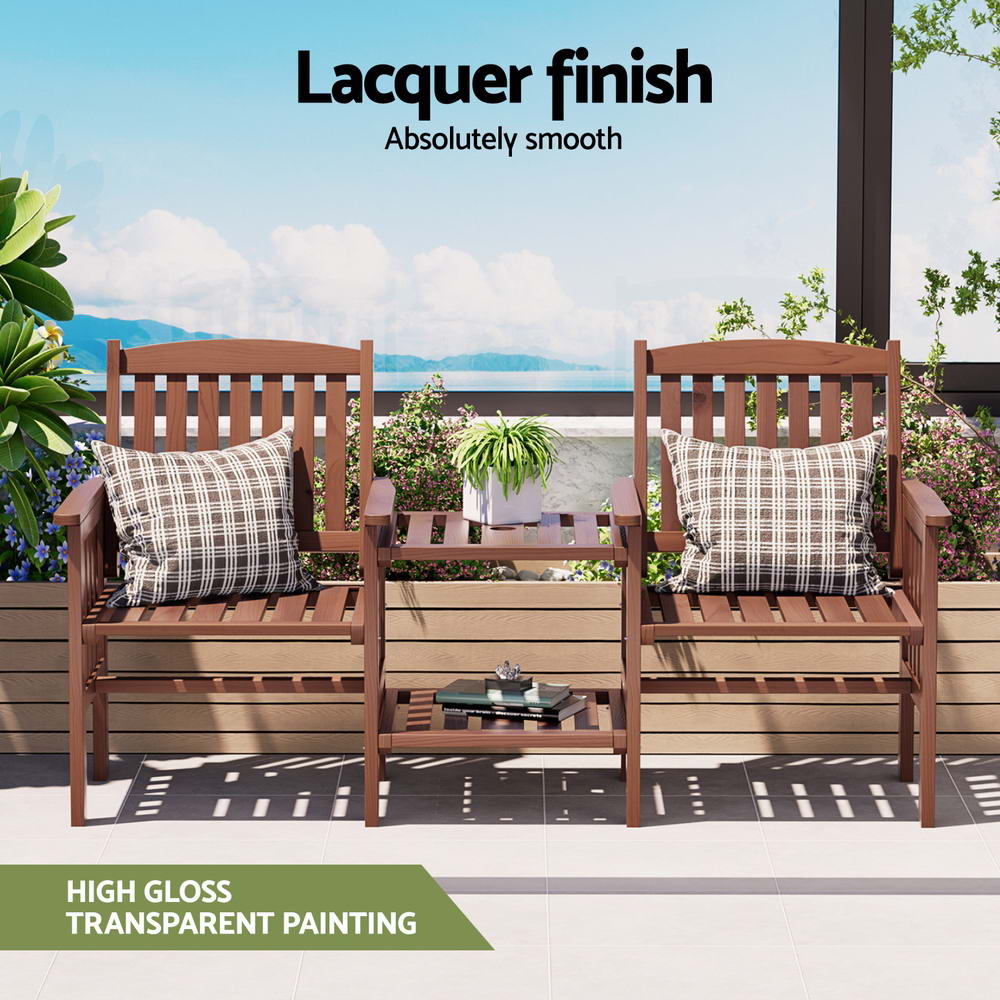 2-Seater Wooden Garden Bench Loveseat – Brown