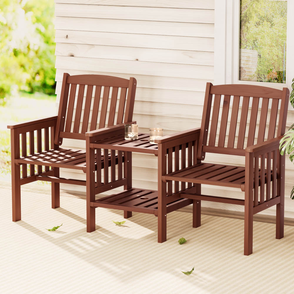 2-Seater Wooden Garden Bench Loveseat – Brown