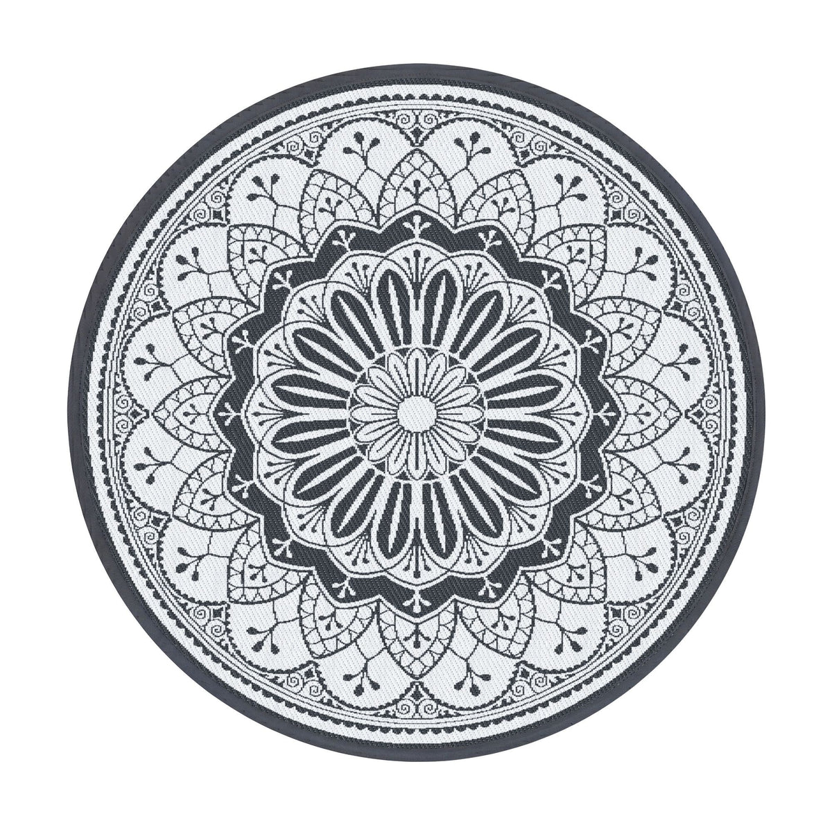 180cm Round Reversible Outdoor Rug – Grey