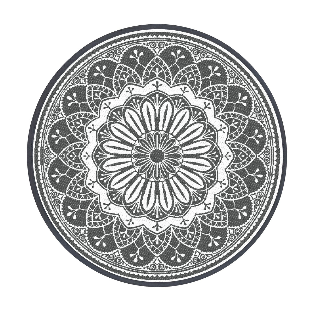 180cm Round Reversible Outdoor Rug – Grey