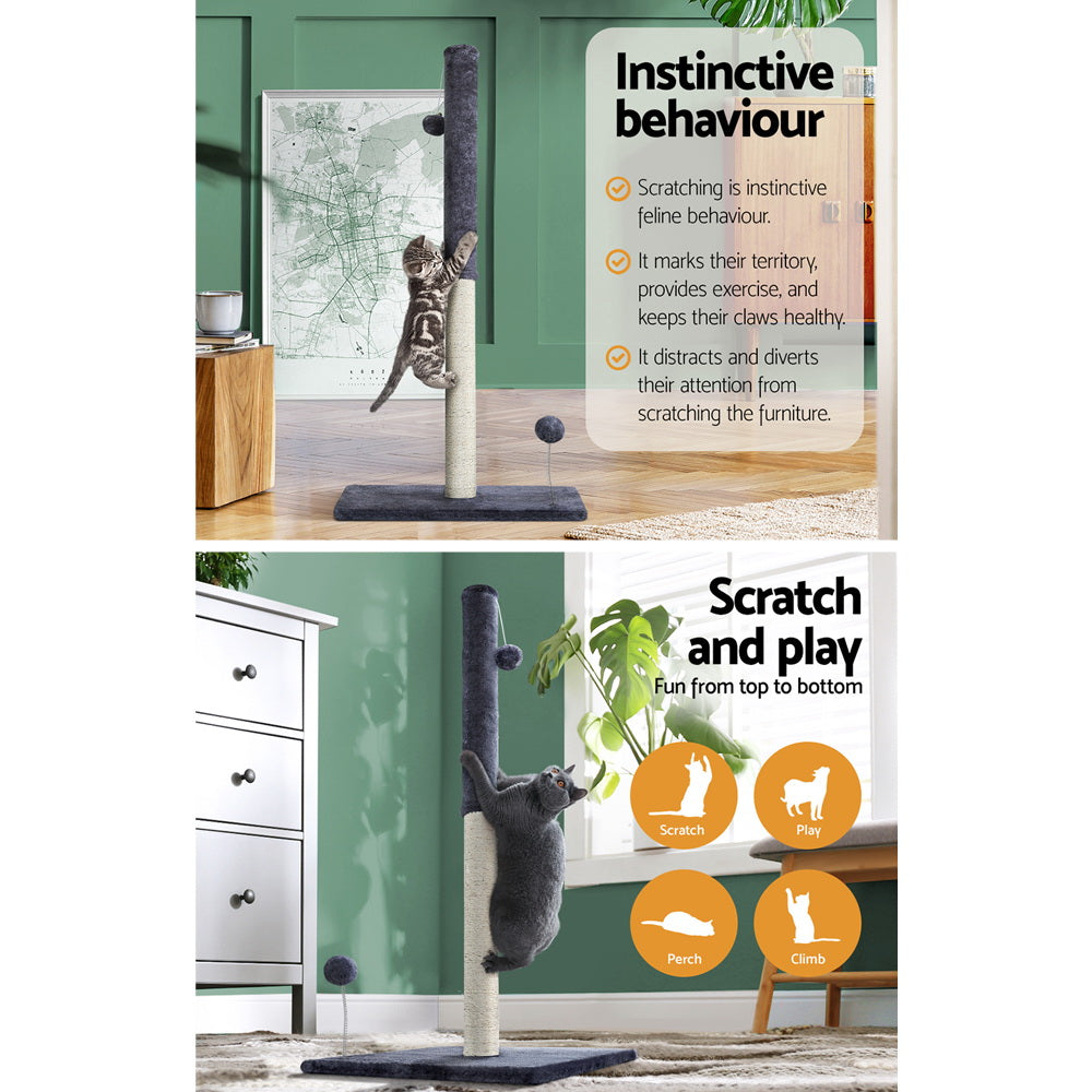 105cm Cat Tree with Scratching Posts, Condos & Hanging Toys – Grey