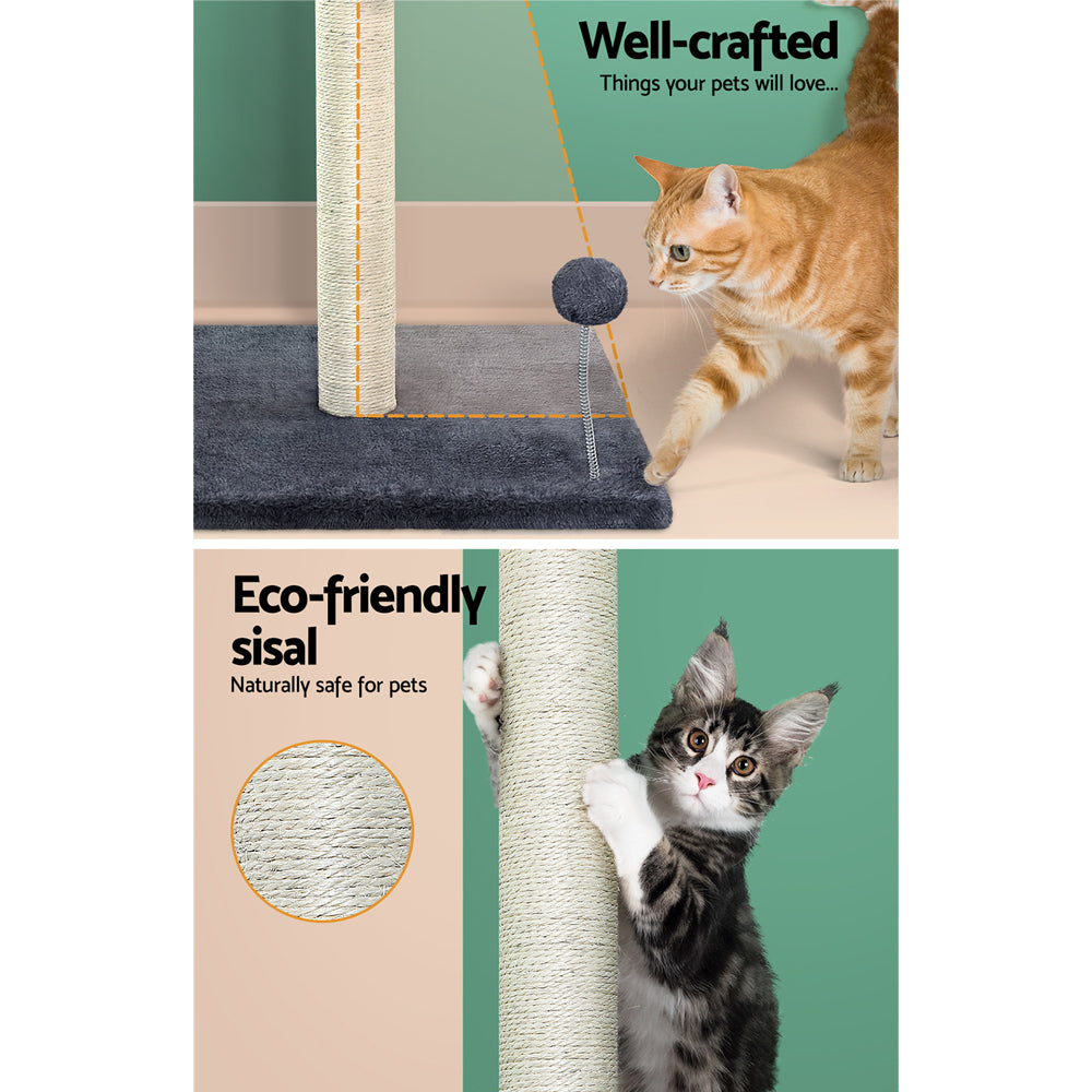 105cm Cat Tree with Scratching Posts, Condos & Hanging Toys – Grey
