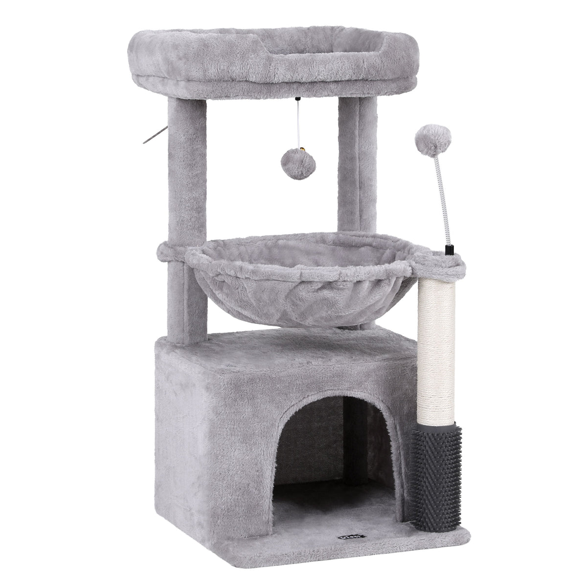 82cm Cat Tree Tower with Scratching Post – Light Grey