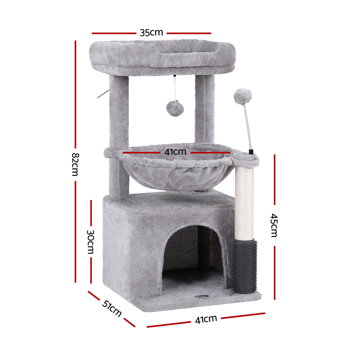 82cm Cat Tree Tower with Scratching Post – Light Grey