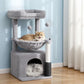 82cm Cat Tree Tower with Scratching Post – Light Grey