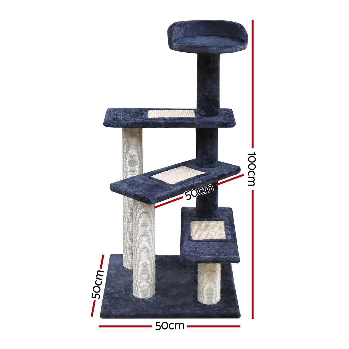 100cm Cat Tree Scratching Post Tower with Plush Bed – Grey