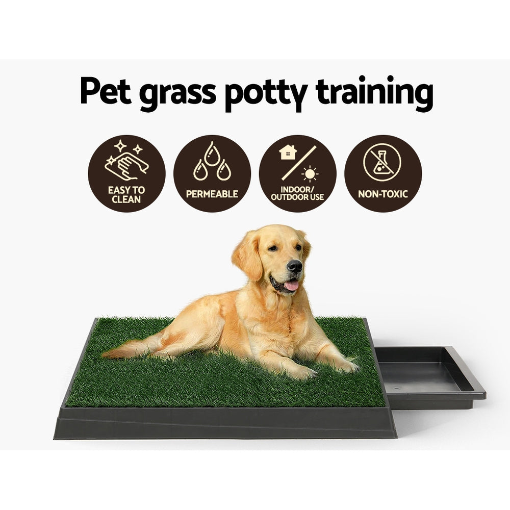Large Dog Potty Training Tray with 2 Grass Mats – Portable