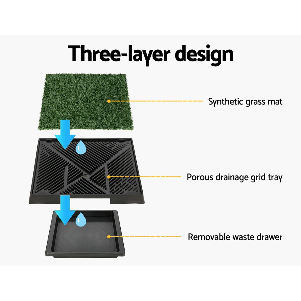 Large Dog Potty Training Tray with 2 Grass Mats – Portable