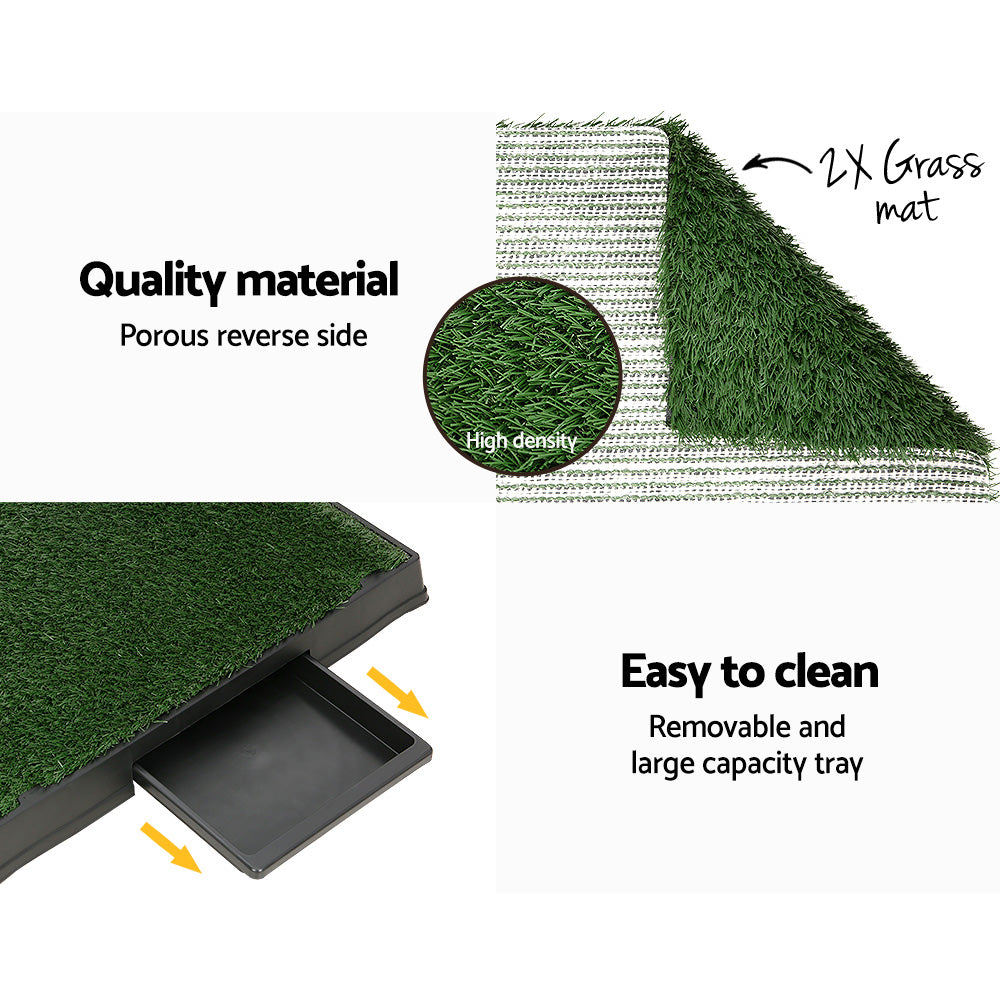 Large Dog Potty Training Tray with 2 Grass Mats – Portable