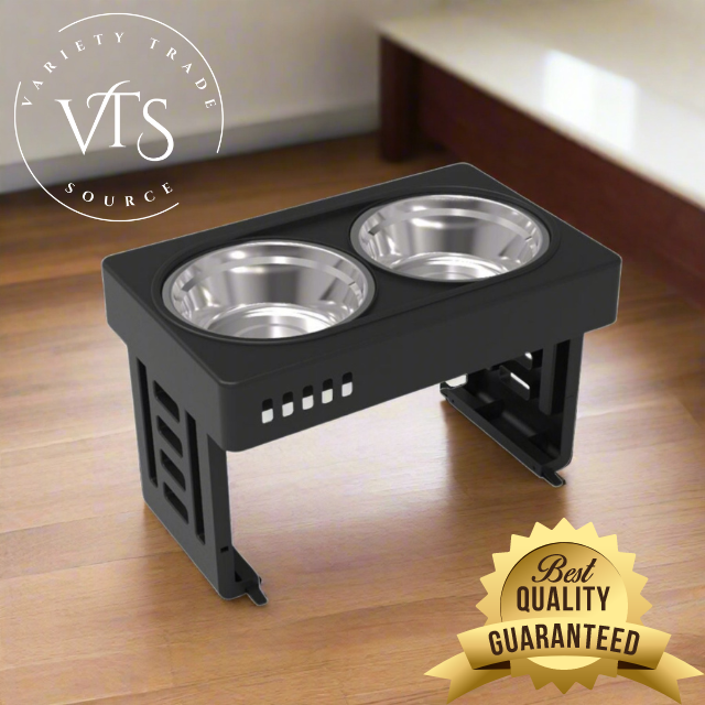 Elevated Raised Pet Feeder with Double Bowl (Black) FI-FD-119-SY