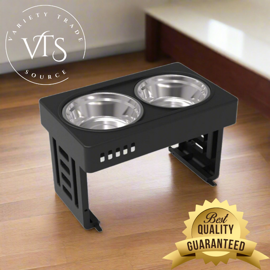 Elevated Raised Pet Feeder with Double Bowl (Black) FI-FD-119-SY