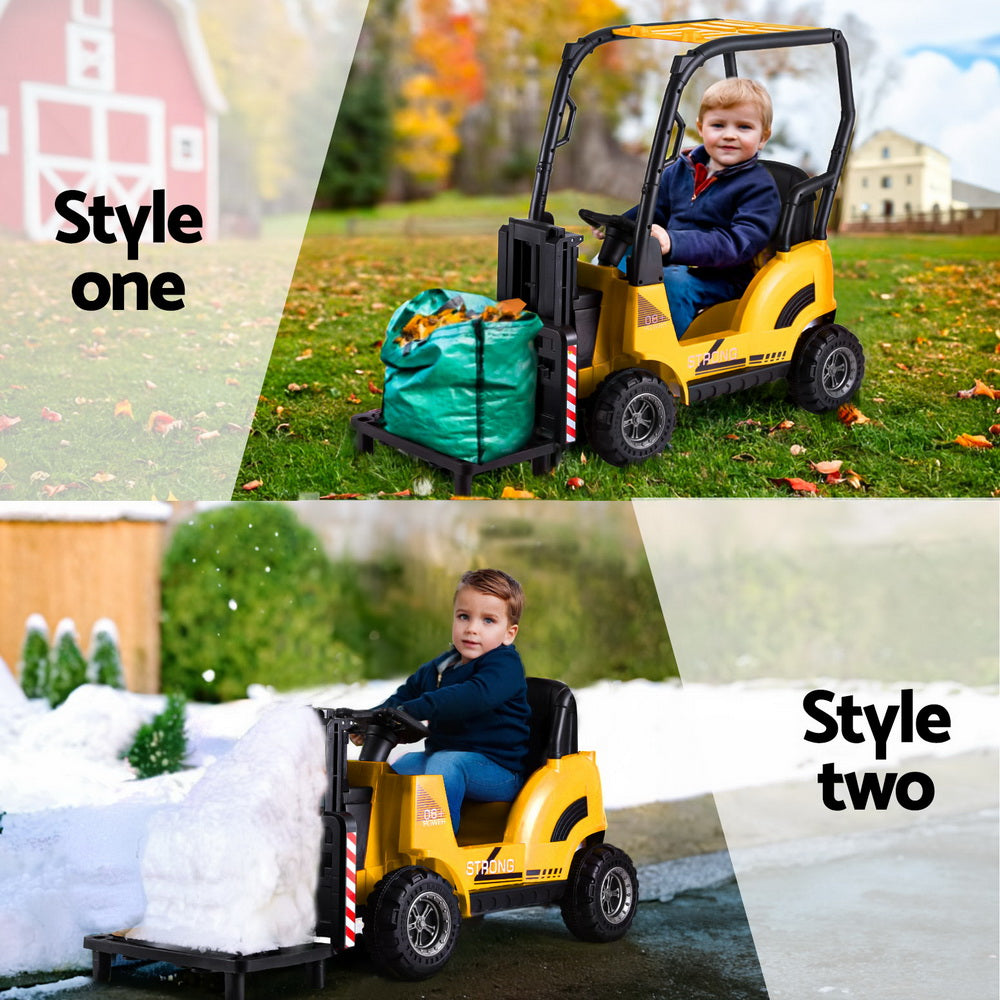 Kids Electric Ride On Forklift Loader – 12V Yellow with Remote