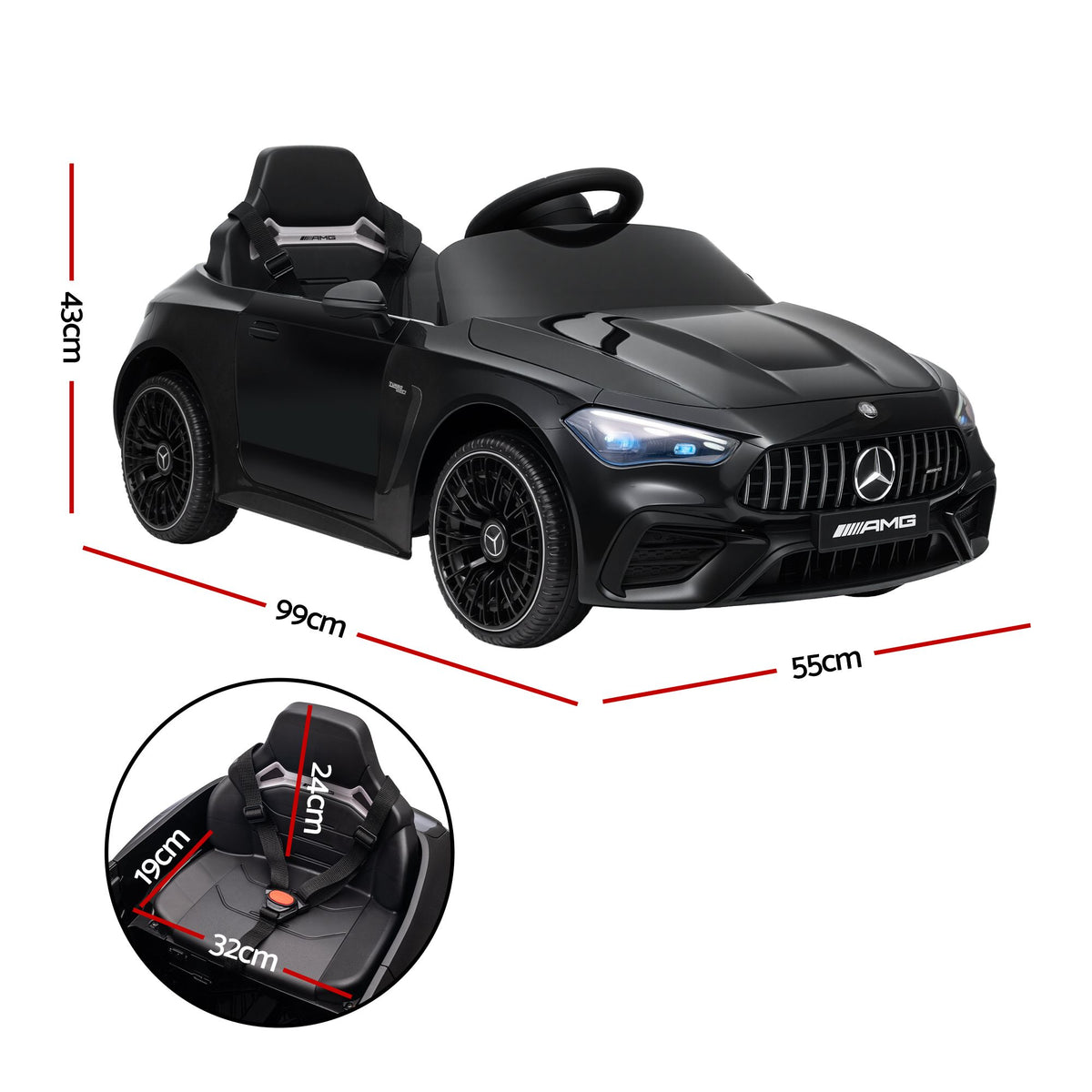 Kids Electric Ride On Car – Mercedes-Benz AMG C63 12V, Black