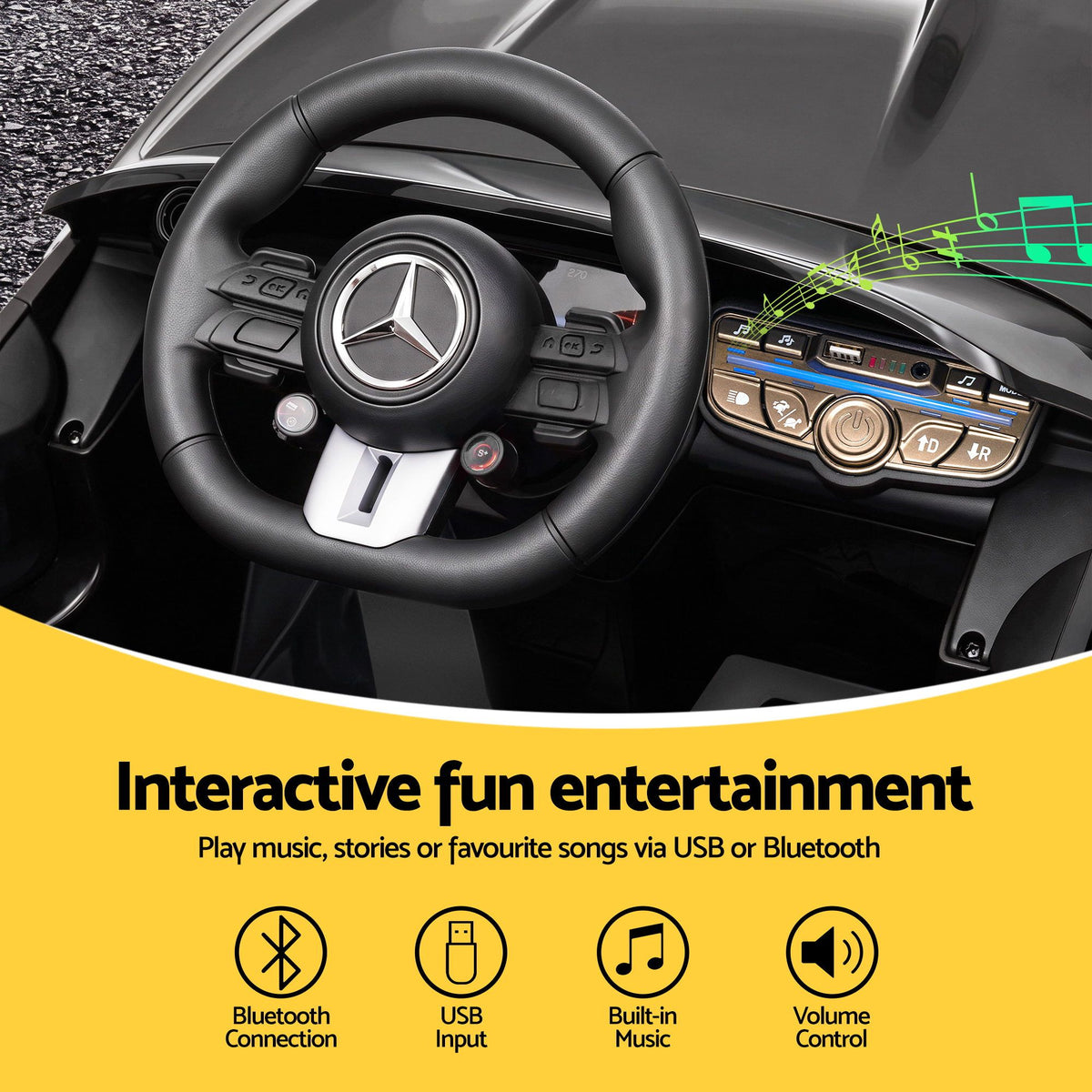 Kids Electric Ride On Car – Mercedes-Benz AMG C63 12V, Black