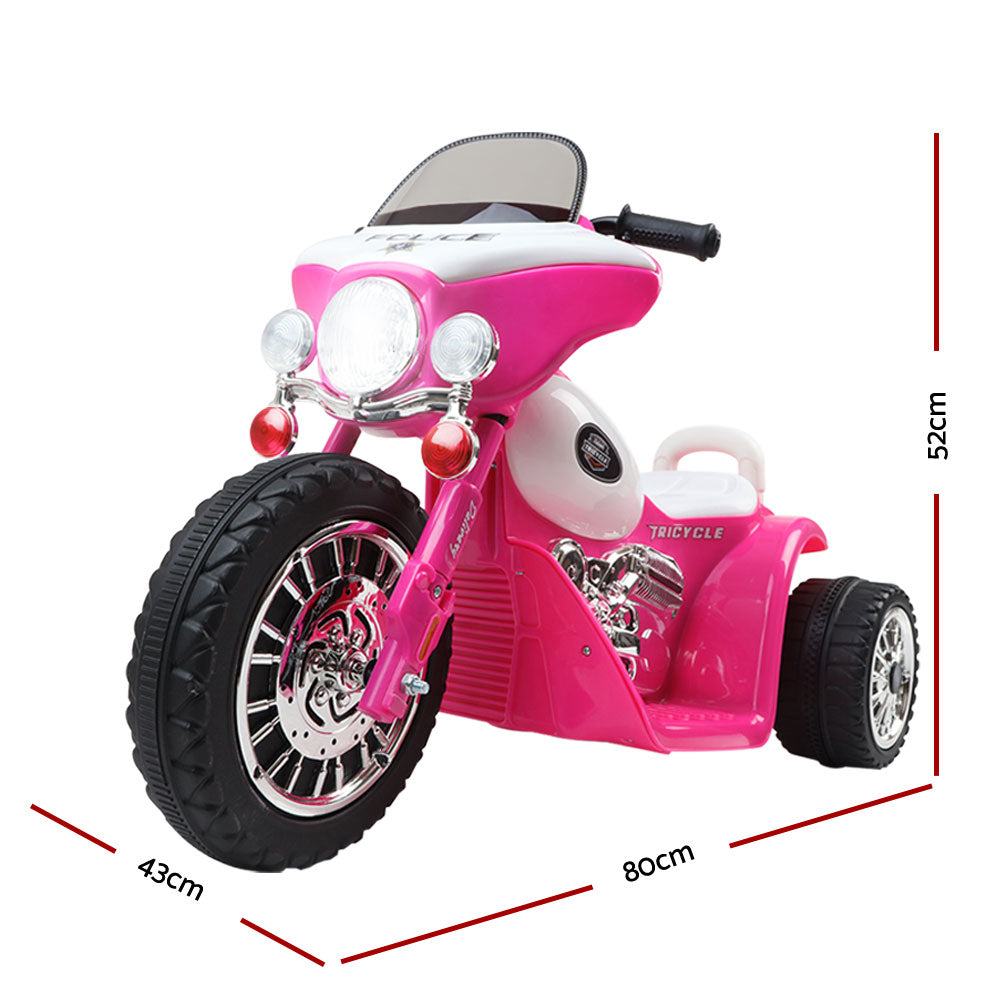 Kids Electric Ride On Patrol Police Car Harley-Inspired 6V Pink