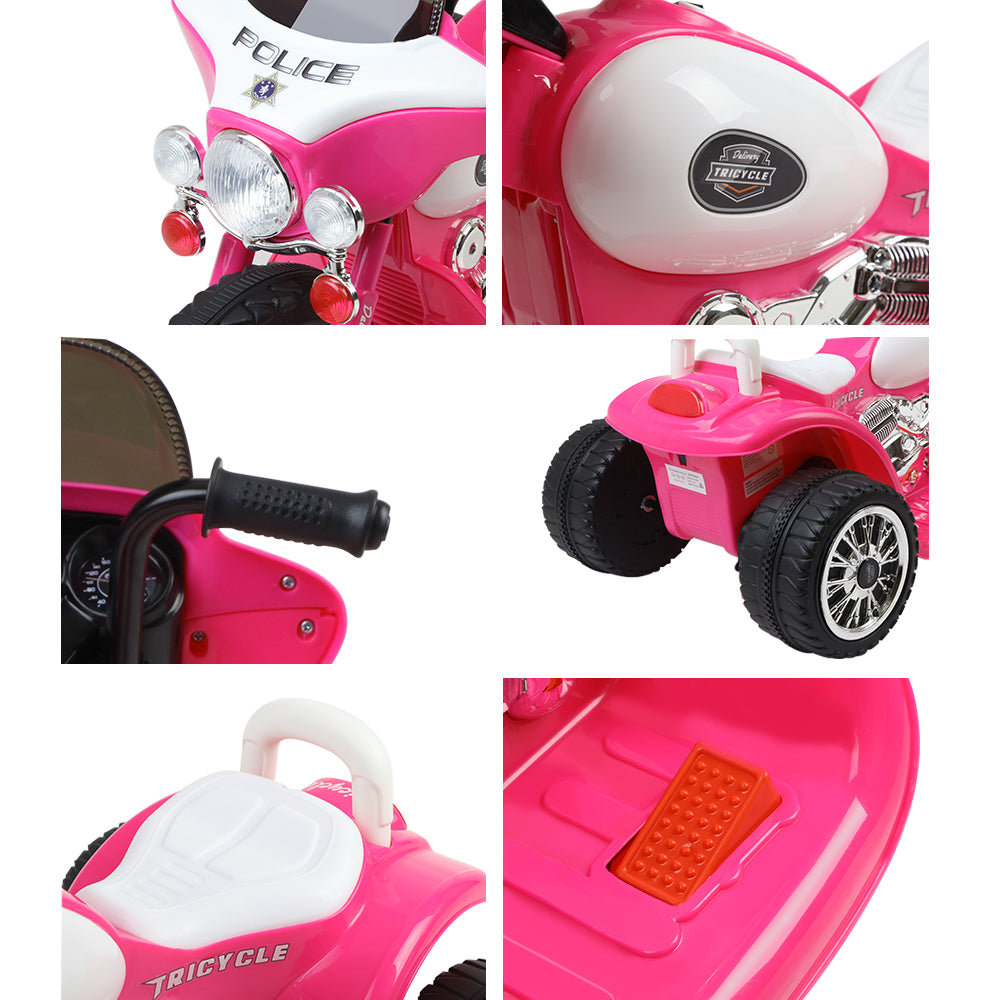 Kids Electric Ride On Patrol Police Car Harley-Inspired 6V Pink