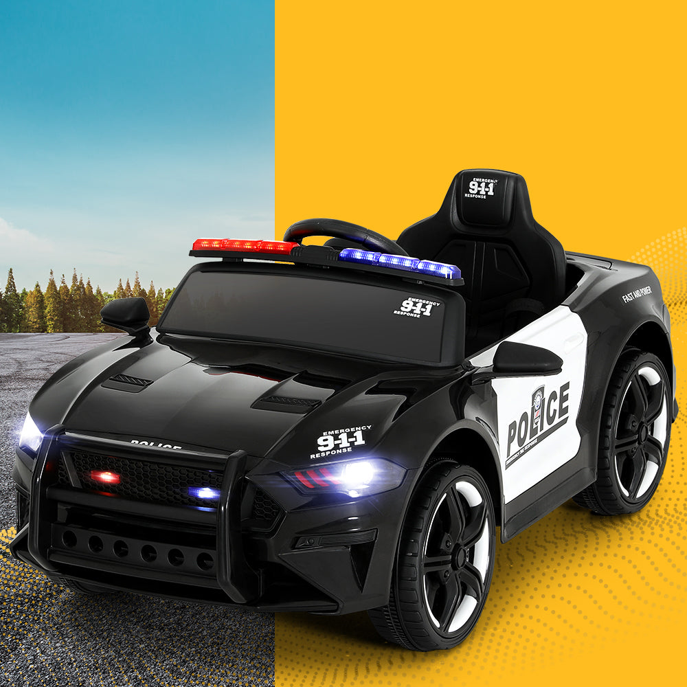 Kids Ride On Car Electric Patrol Police Cars Battery Powered Toys 12V Black