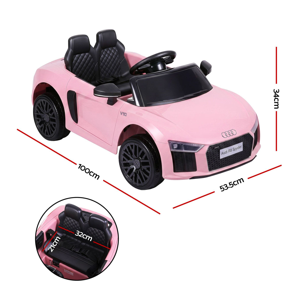 Kids Electric Ride On Car – Audi R8 12V, Pink