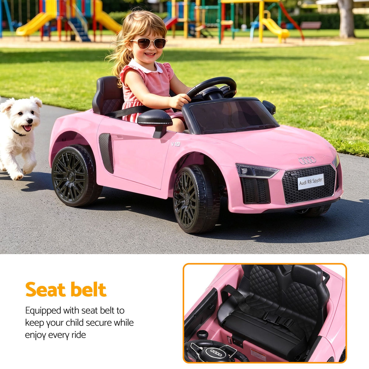 Kids Electric Ride On Car – Audi R8 12V, Pink