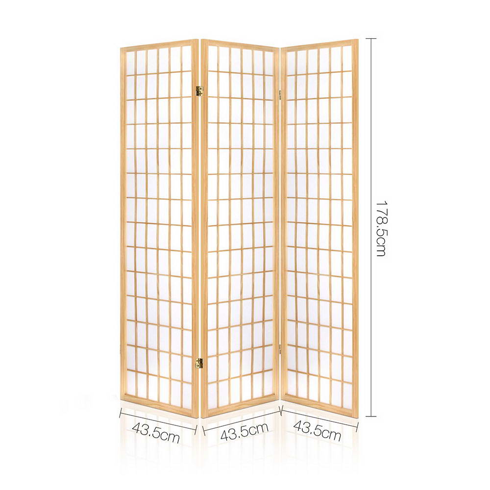 3  Panel Room Divider Screen 131x179cm Natural