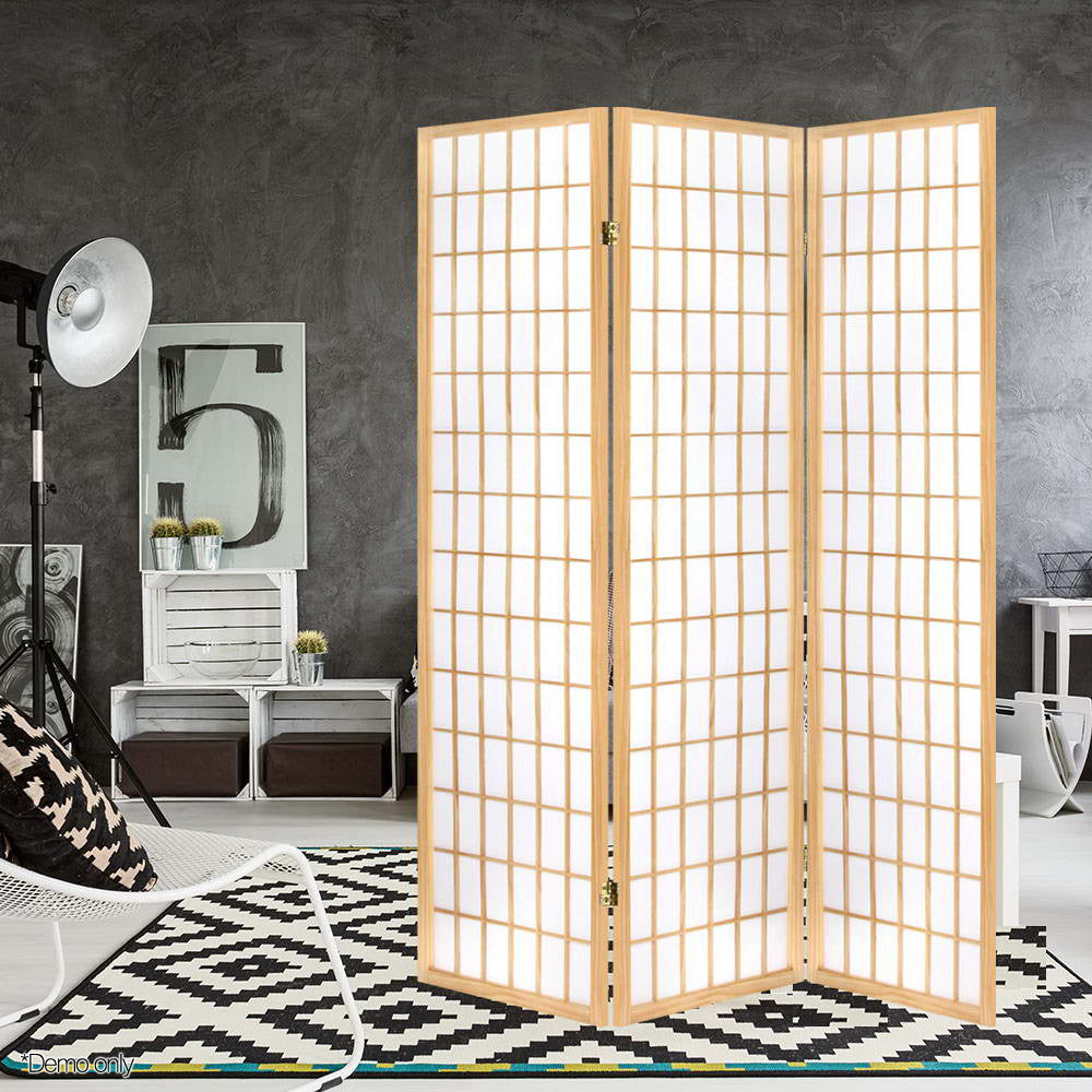 3  Panel Room Divider Screen 131x179cm Natural