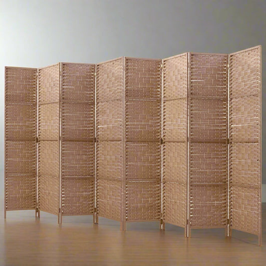 8 Panel Room Divider Screen 326x170cm Woven Natural