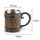 Viking Wood Style Beer Mug Simulation Wooden Barrel Beer Cup Double Wall Drinking Mug Metal Insulated 1PCS Bar Drinking