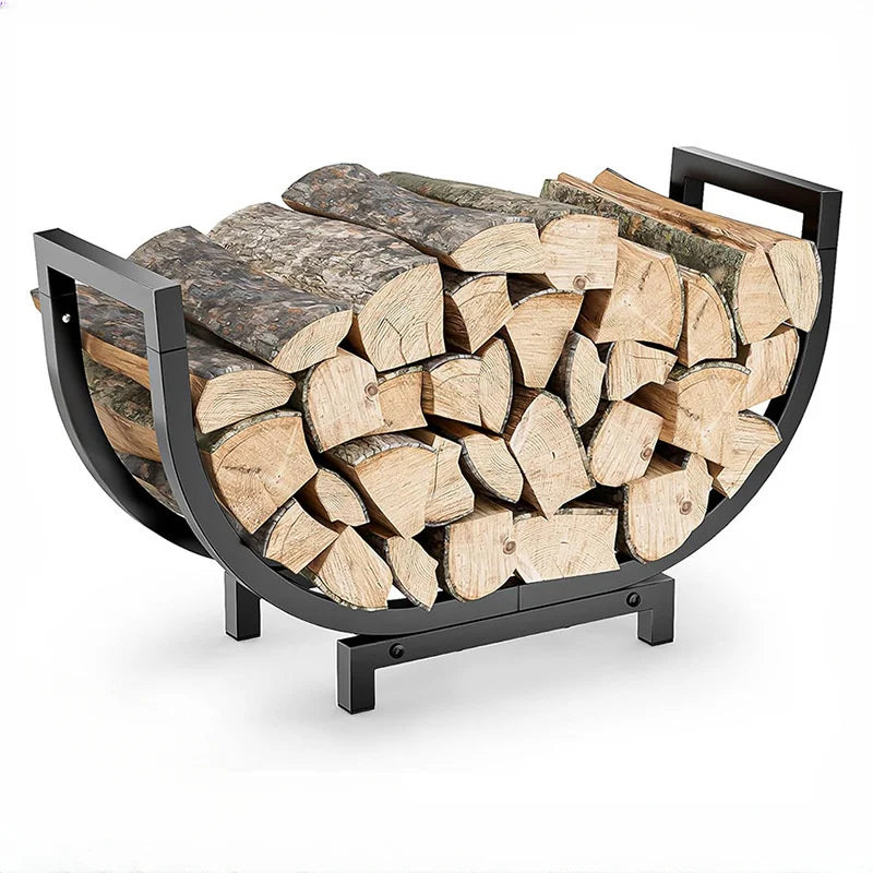 Firewood Shelves Firewood Storage Metal Rack Indoor Fireplace Firewood Storage and Organisation Rack Wood Placement Mobile Racks