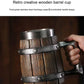 Hot-selling Wooden Barrel Beer mug , Large-capacity  Coffee mug Water bottle ,Handmade Oak with stainless steel