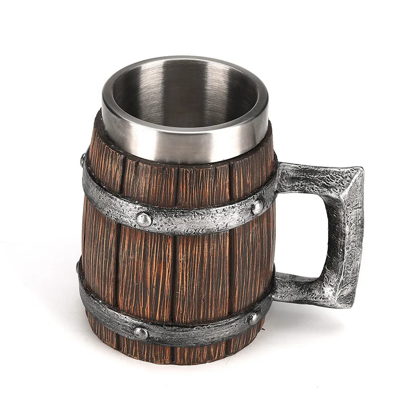 Hot-selling Wooden Barrel Beer mug , Large-capacity  Coffee mug Water bottle ,Handmade Oak with stainless steel