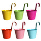 6/10Pcs Hanging Flower Pots Metal Hanging Planters Detachable Hook Iron Flower Bucket with Drainage Hole for Home Garden Decor