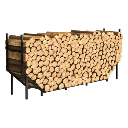 5.9ft Outdoor Indoor Heavy Duty Metal Firewood Rack Holder,Adjustable Stacker Fireplace Organizer Log Storage All Seasons  ﻿