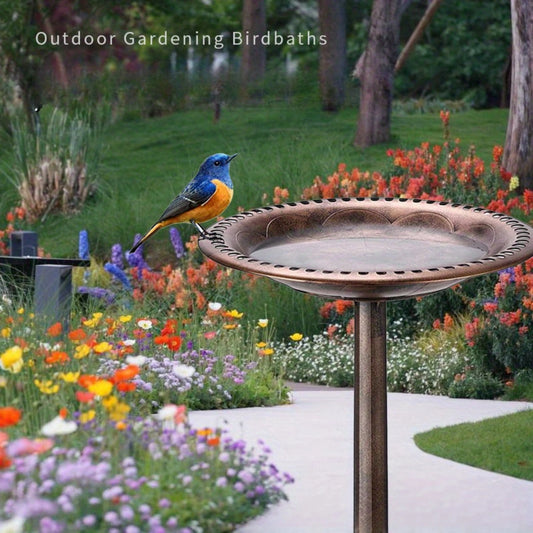 Outdoor Raised Bird Feeder with Bathtub Shower Basin for Garden Decoration and Wild Bird Watching